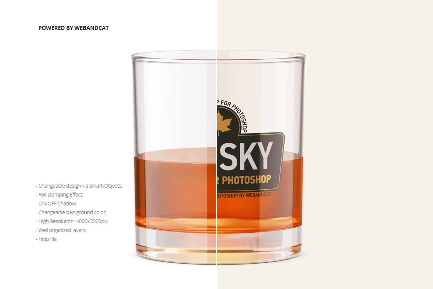 39 威士忌透明玻璃酒杯标签设计样机Whiskey Glass Mockup