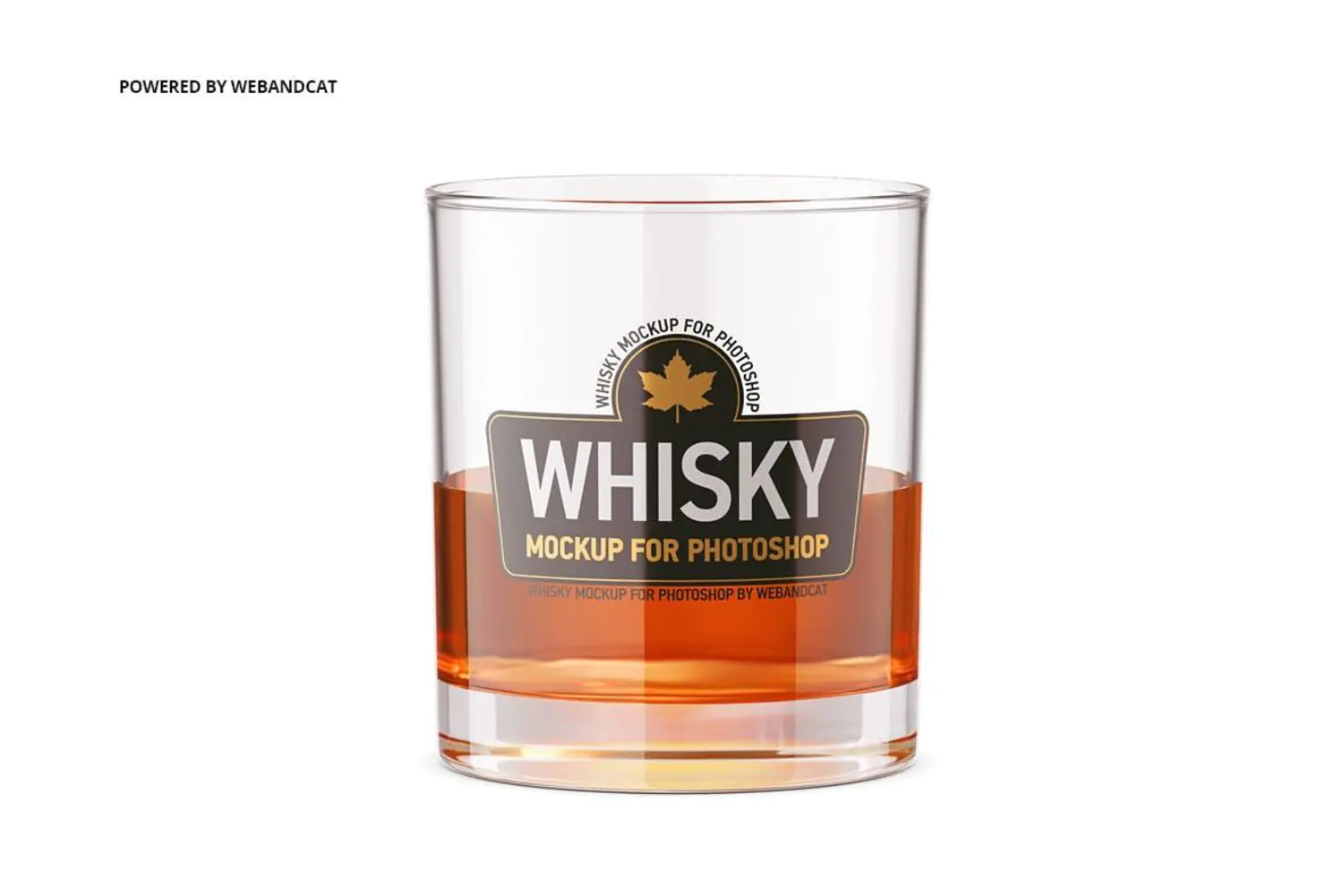 39 威士忌透明玻璃酒杯标签设计样机Whiskey Glass Mockup