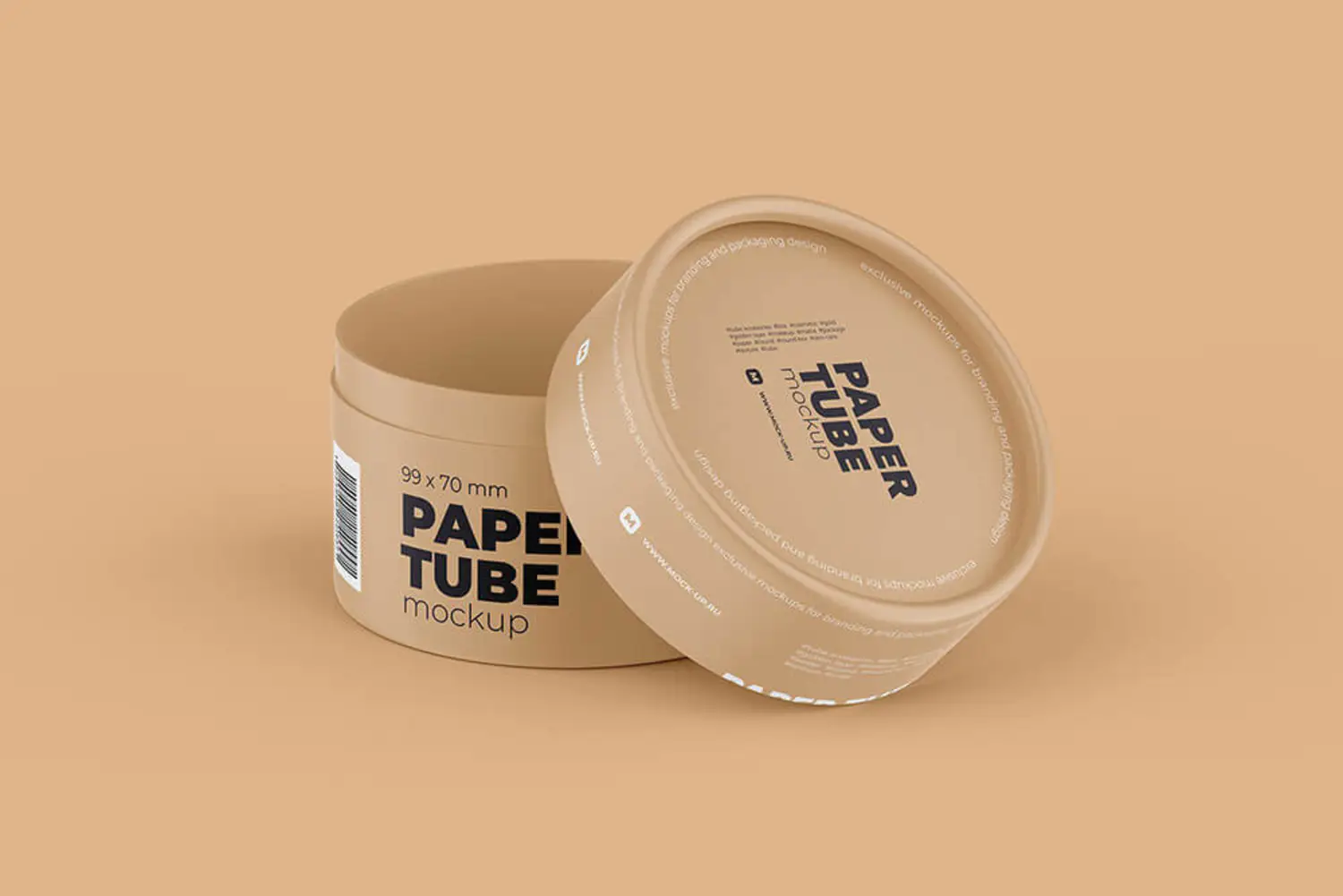 41 开盖圆形纸管纸盒罐装包装设计样机 (psd) Opened Paper Tube Mockup 99x70mm 5858043