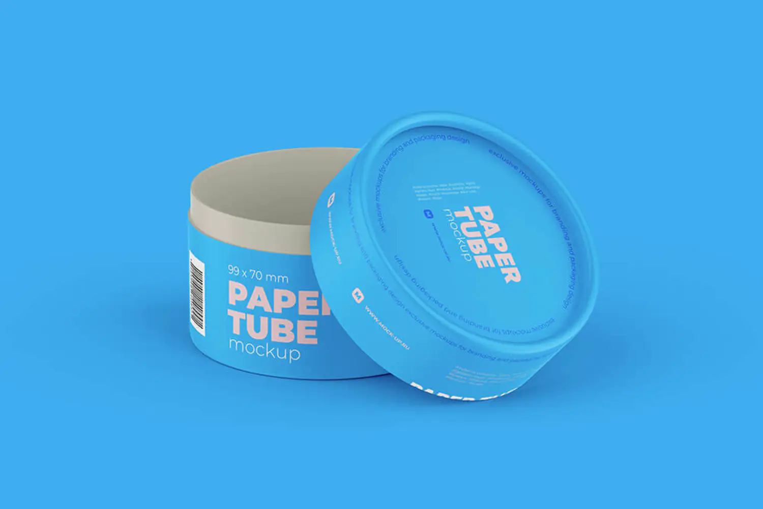 41 开盖圆形纸管纸盒罐装包装设计样机 (psd) Opened Paper Tube Mockup 99x70mm 5858043