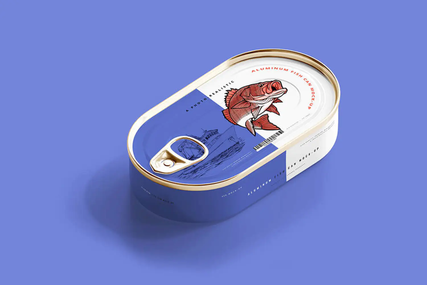 47 铝制沙丁鱼罐头包装设计样机 (psd)Aluminum Fish Can Mockup 6206869