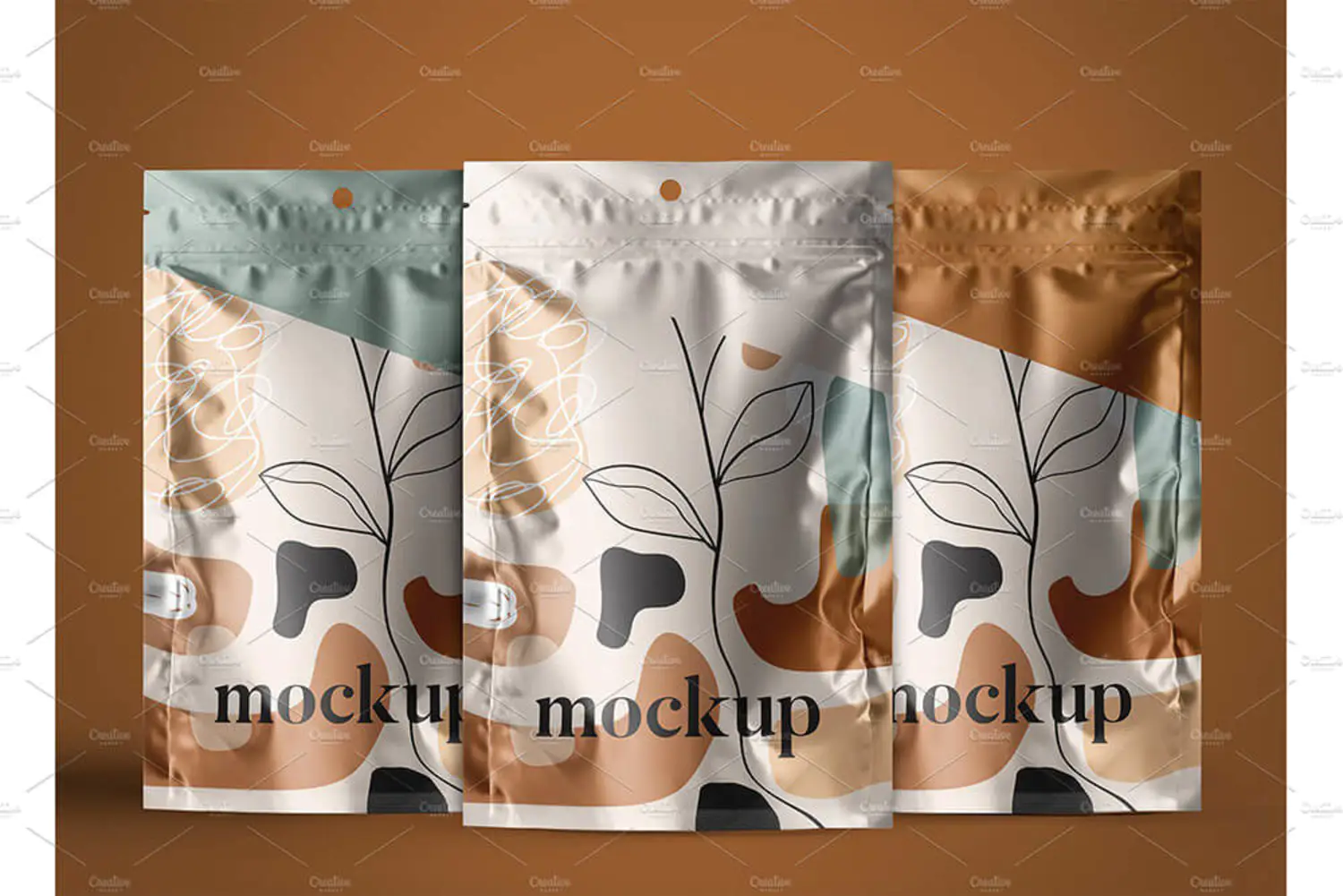 5 零食袋包装袋自立袋设计样机 (psd)SACHET Mockups 6451335