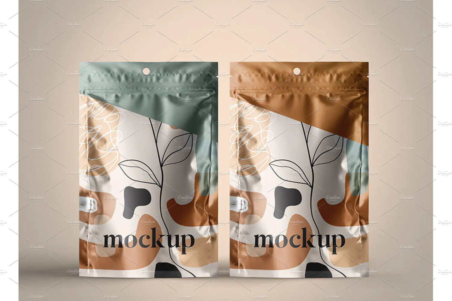 5 零食袋包装袋自立袋设计样机 (psd)SACHET Mockups 6451335
