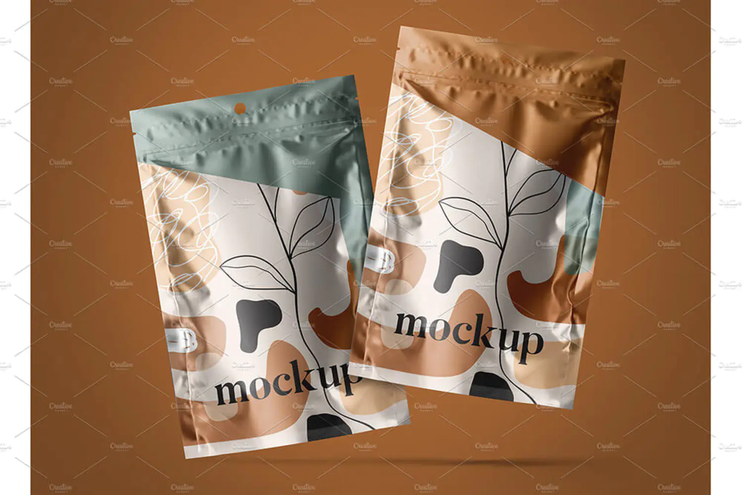 5 零食袋包装袋自立袋设计样机 (psd)SACHET Mockups 6451335