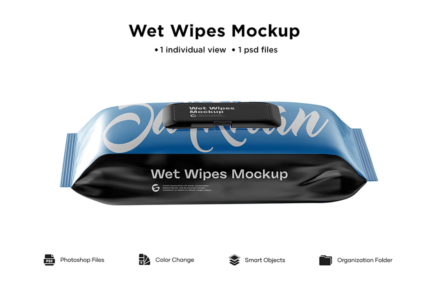 54 塑料盖湿纸巾包装样机 (psd)Wet Wipes Pack With Plastic Mockup 6063397