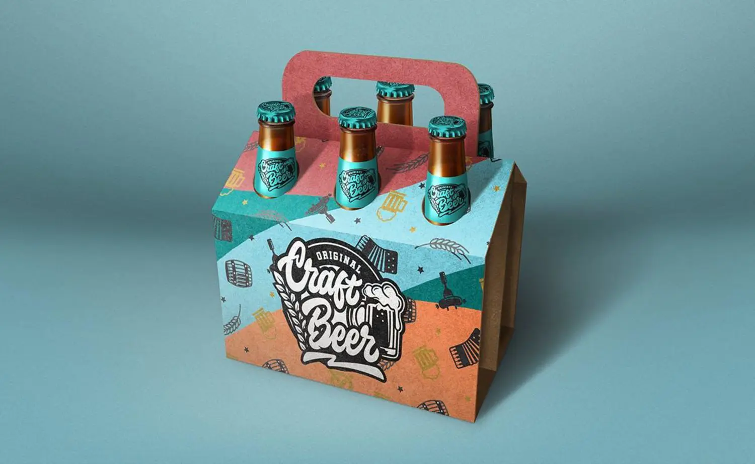 55 六支装手提啤酒瓶包装设计样机 Beer Bottle Six Pack Mockup