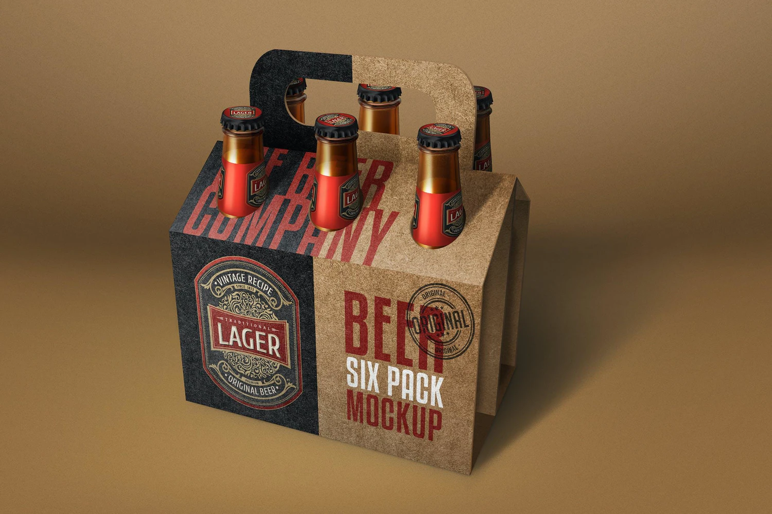 55 六支装手提啤酒瓶包装设计样机 Beer Bottle Six Pack Mockup