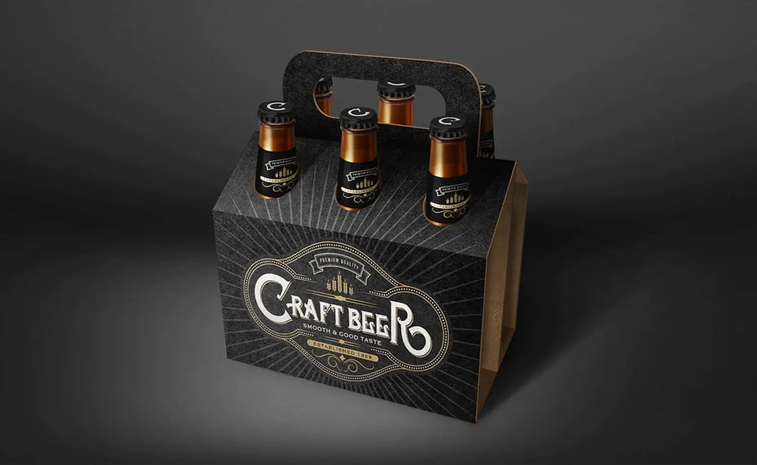 55 六支装手提啤酒瓶包装设计样机 Beer Bottle Six Pack Mockup