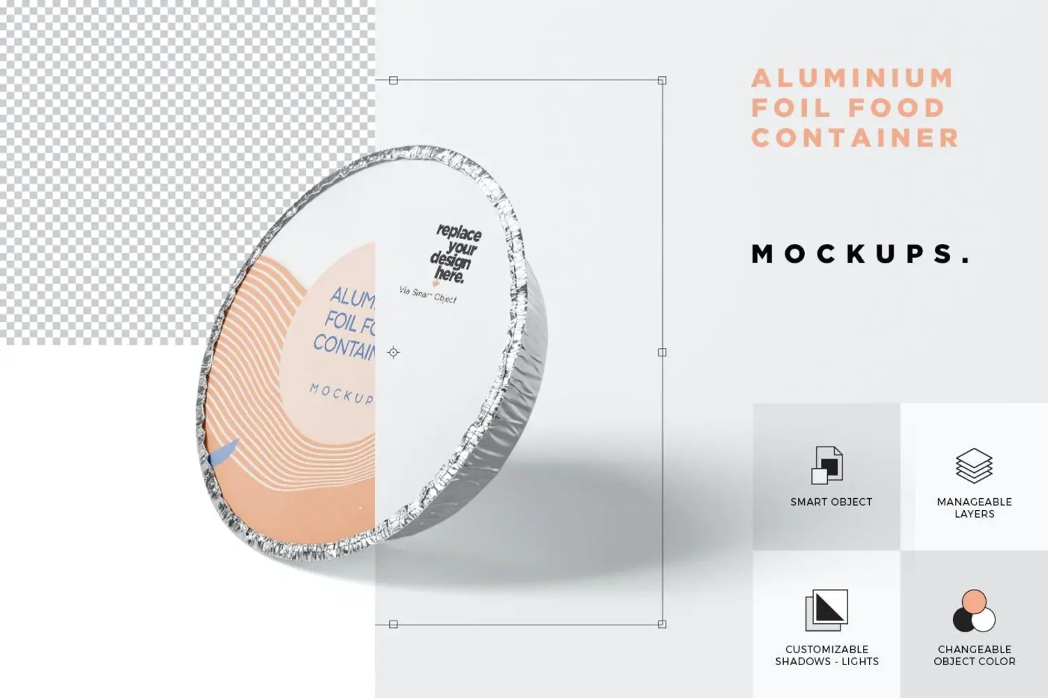 58 圆形铝箔锡纸食品容器外卖打包盒样机psd模板 Round Foil Food Container Mockups