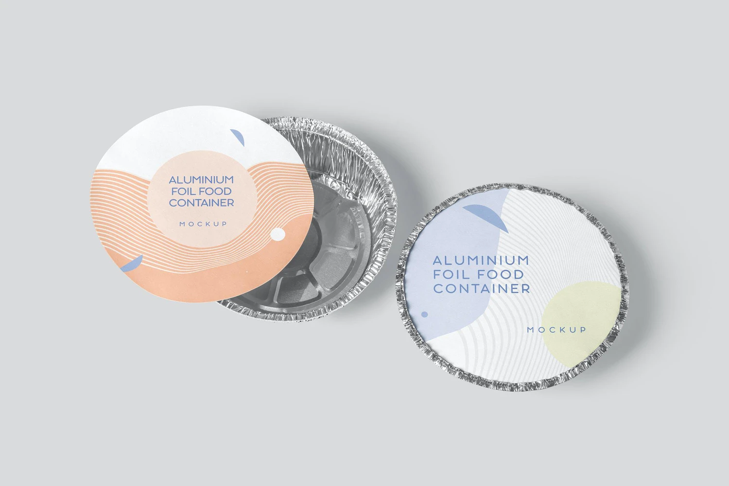 58 圆形铝箔锡纸食品容器外卖打包盒样机psd模板 Round Foil Food Container Mockups