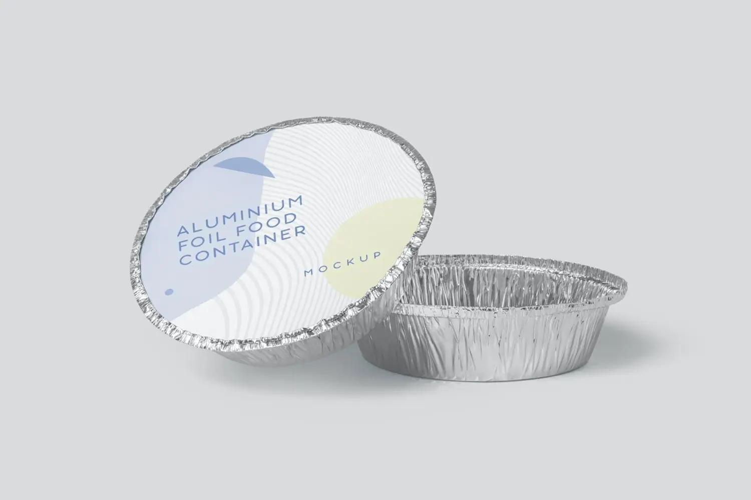 58 圆形铝箔锡纸食品容器外卖打包盒样机psd模板 Round Foil Food Container Mockups