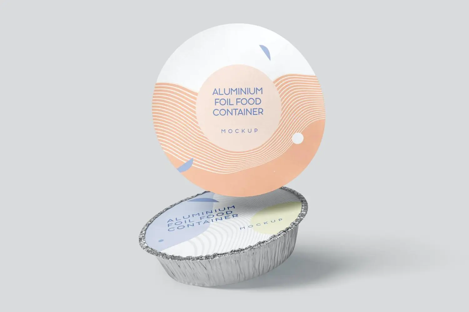 58 圆形铝箔锡纸食品容器外卖打包盒样机psd模板 Round Foil Food Container Mockups