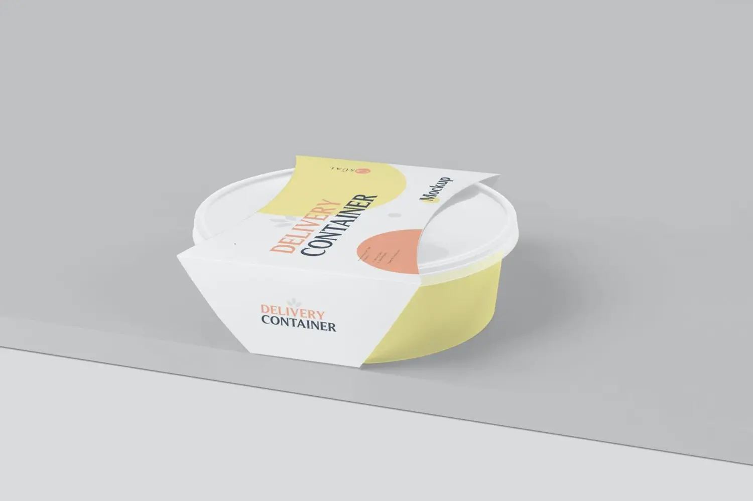 59 圆形食品盒包装设计外卖打包盒保鲜盒样机psd模板 Round Box Packaging Wrap Mockups