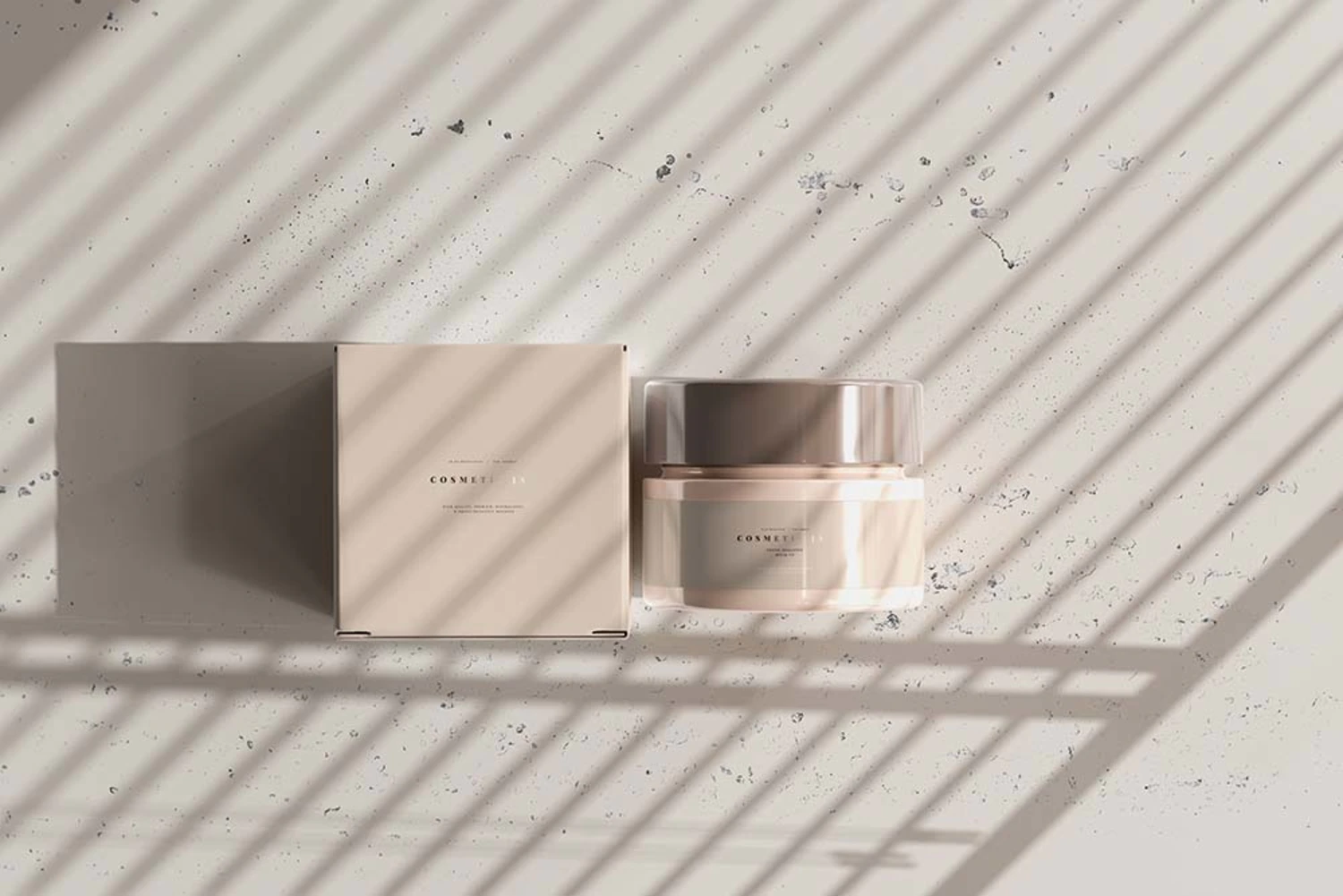 65 高级塑料化妆品护肤品罐霜和盒子包装样机 (psd)Cosmetic Jar Mockup 5990091