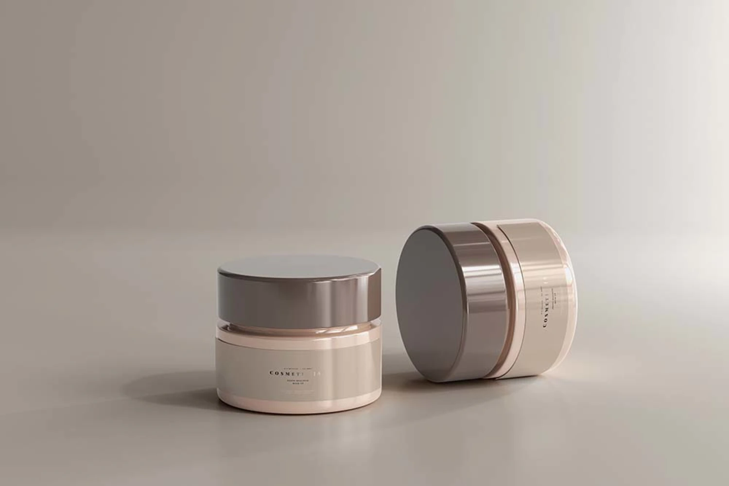 65 高级塑料化妆品护肤品罐霜和盒子包装样机 (psd)Cosmetic Jar Mockup 5990091