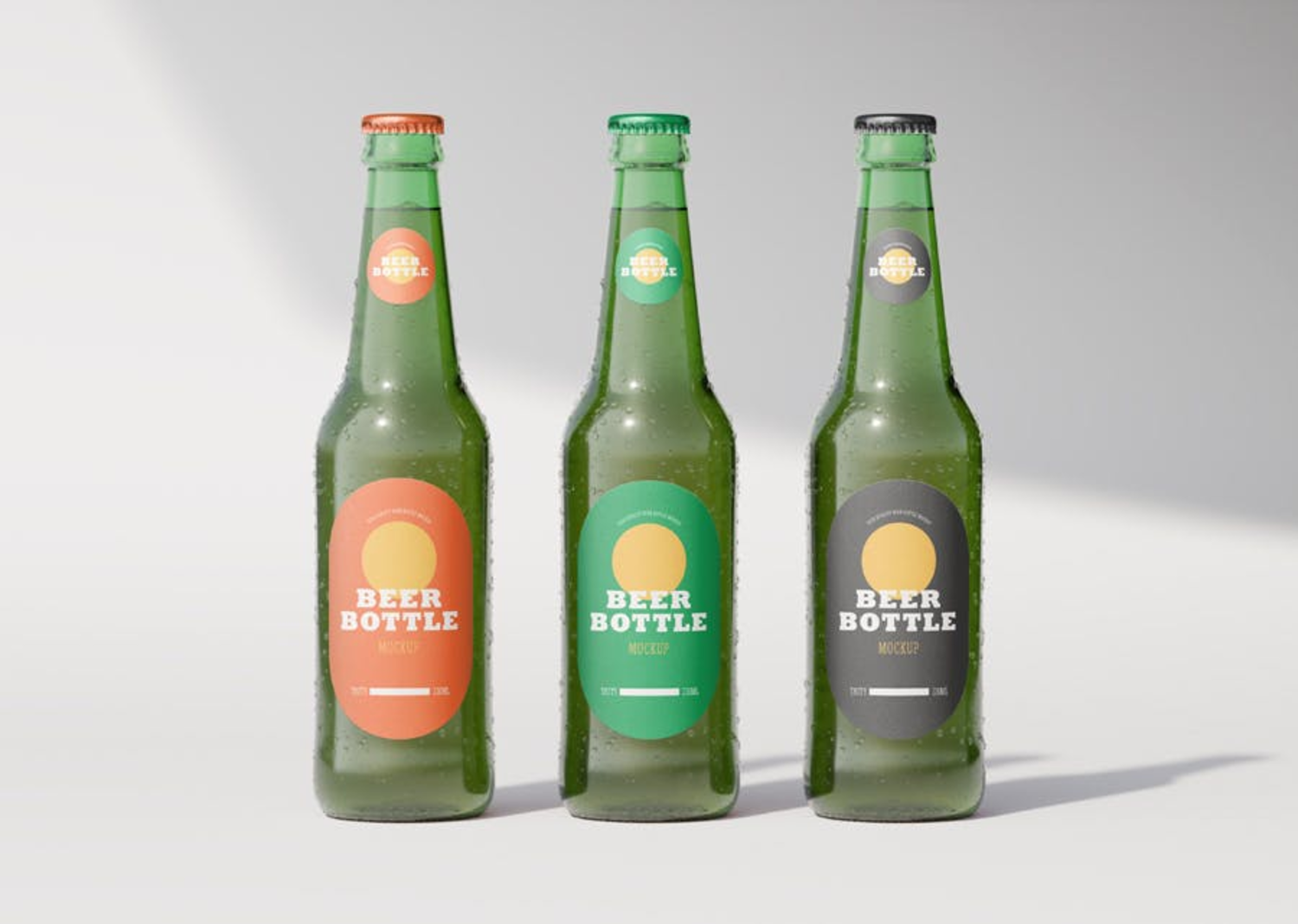 79 啤酒可乐玻璃瓶品牌包装设计样机模板 Beer Bottle Mockup 3