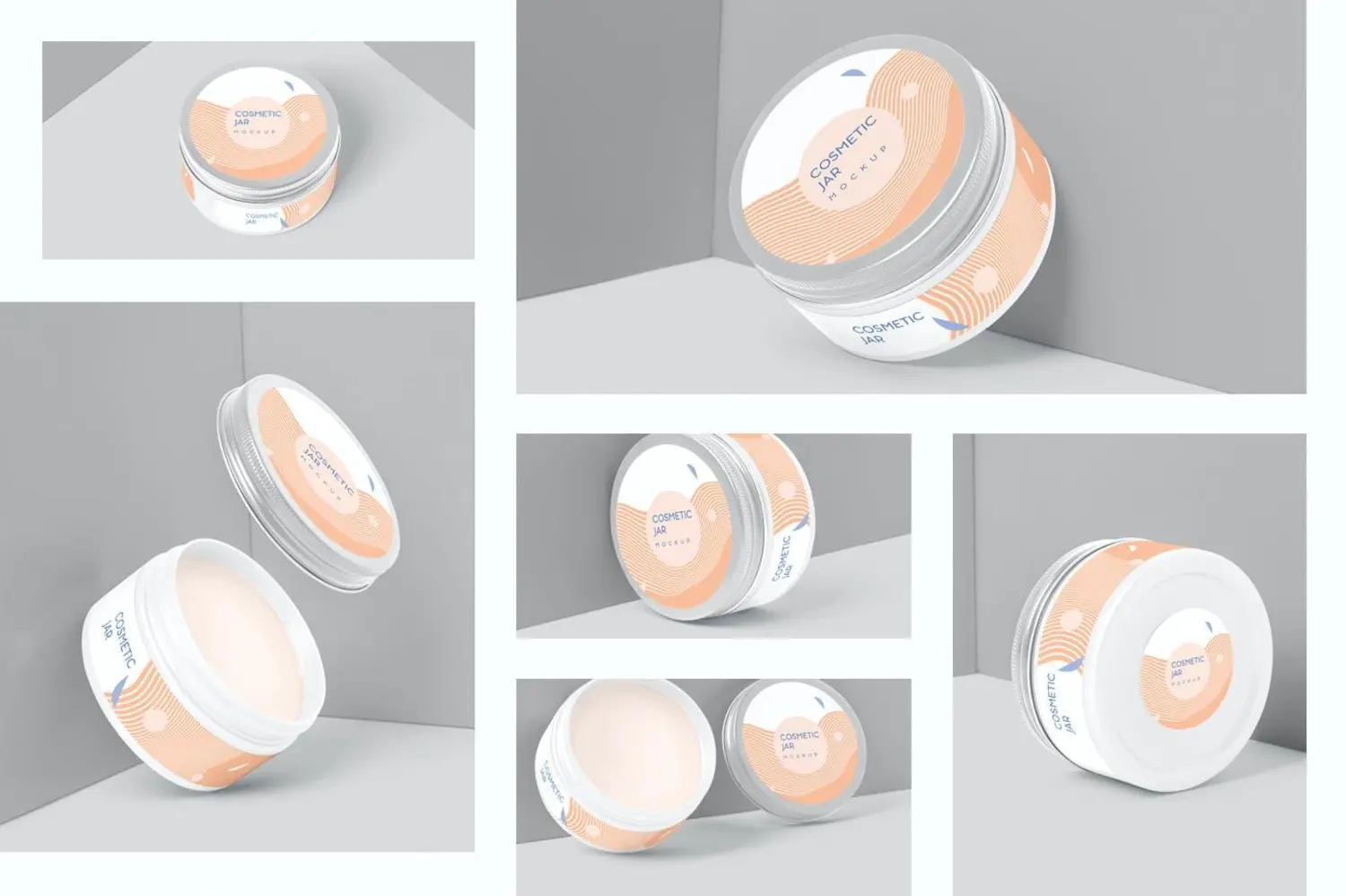 84 钢盖化妆品护肤品膏罐子包装设计样机psd模板 Steel Lid Cosmetic Jar Mockups