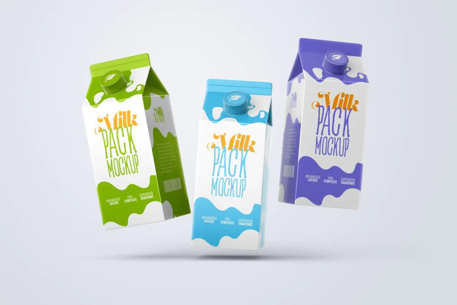 88 扭盖牛奶盒纸盒包装设计PS样机集v1 Milk Carton Box Mockup Set  Packaging Design