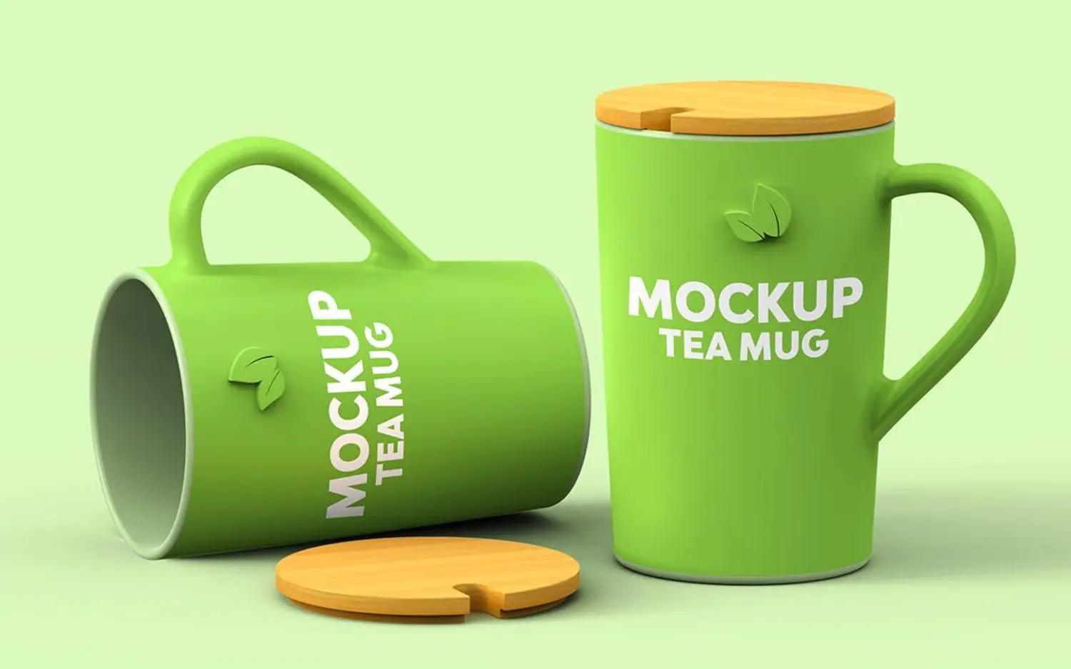 89 小清新陶瓷杯水杯饮料杯咖啡杯木盖茶杯PS样机 Tea Mug Mockups