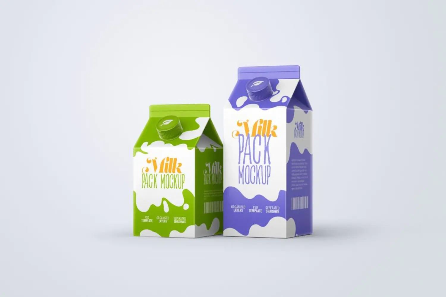 93 扭盖牛奶饮品苹果醋纸盒包装设计样机集v2 Milk Carton Box Mockup Set  Packaging Design