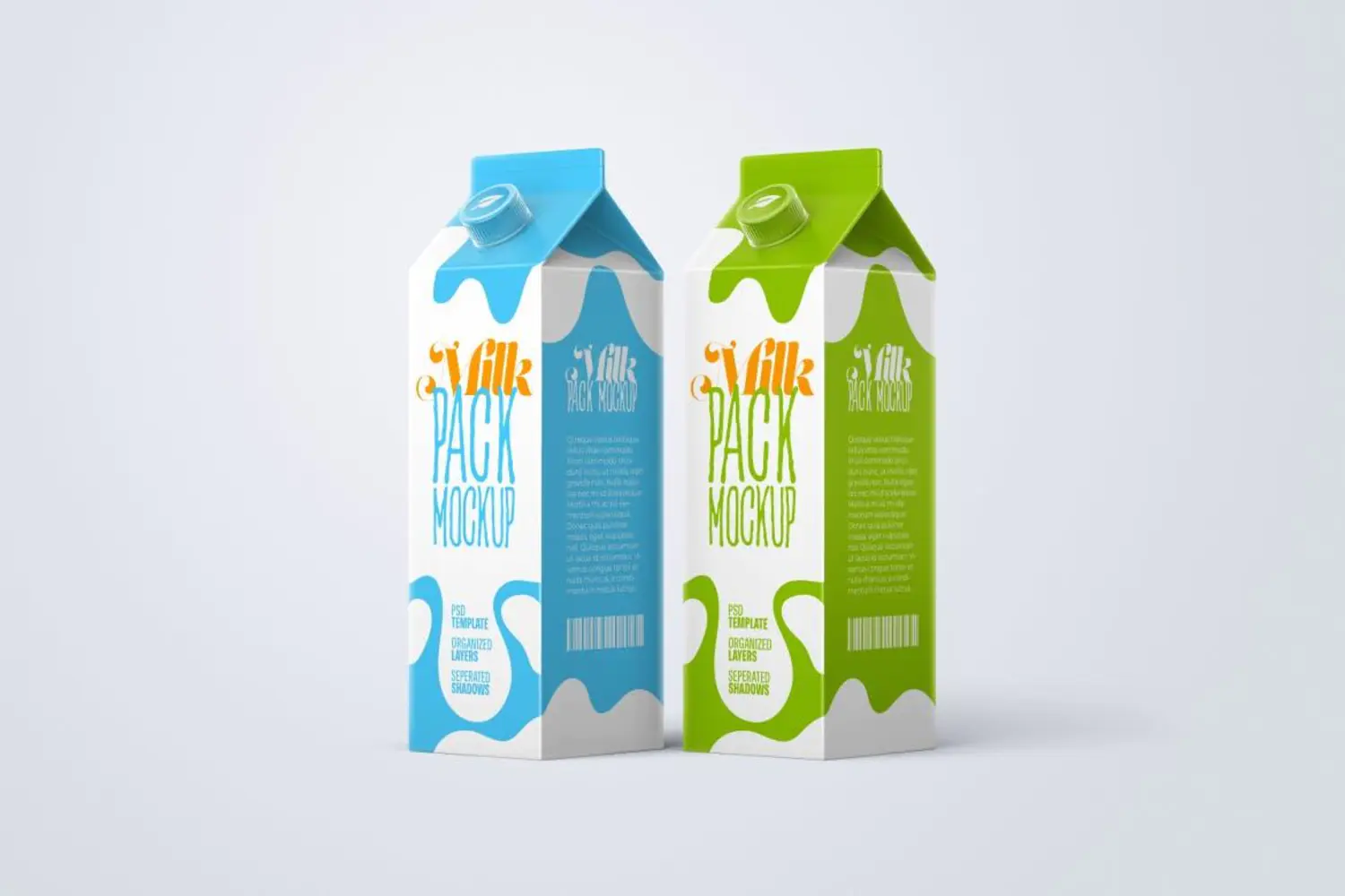 93 扭盖牛奶饮品苹果醋纸盒包装设计样机集v2 Milk Carton Box Mockup Set  Packaging Design