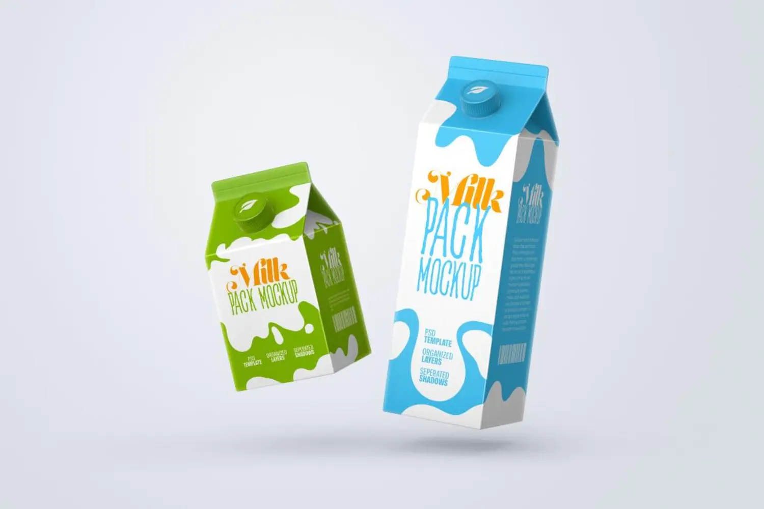 93 扭盖牛奶饮品苹果醋纸盒包装设计样机集v2 Milk Carton Box Mockup Set  Packaging Design