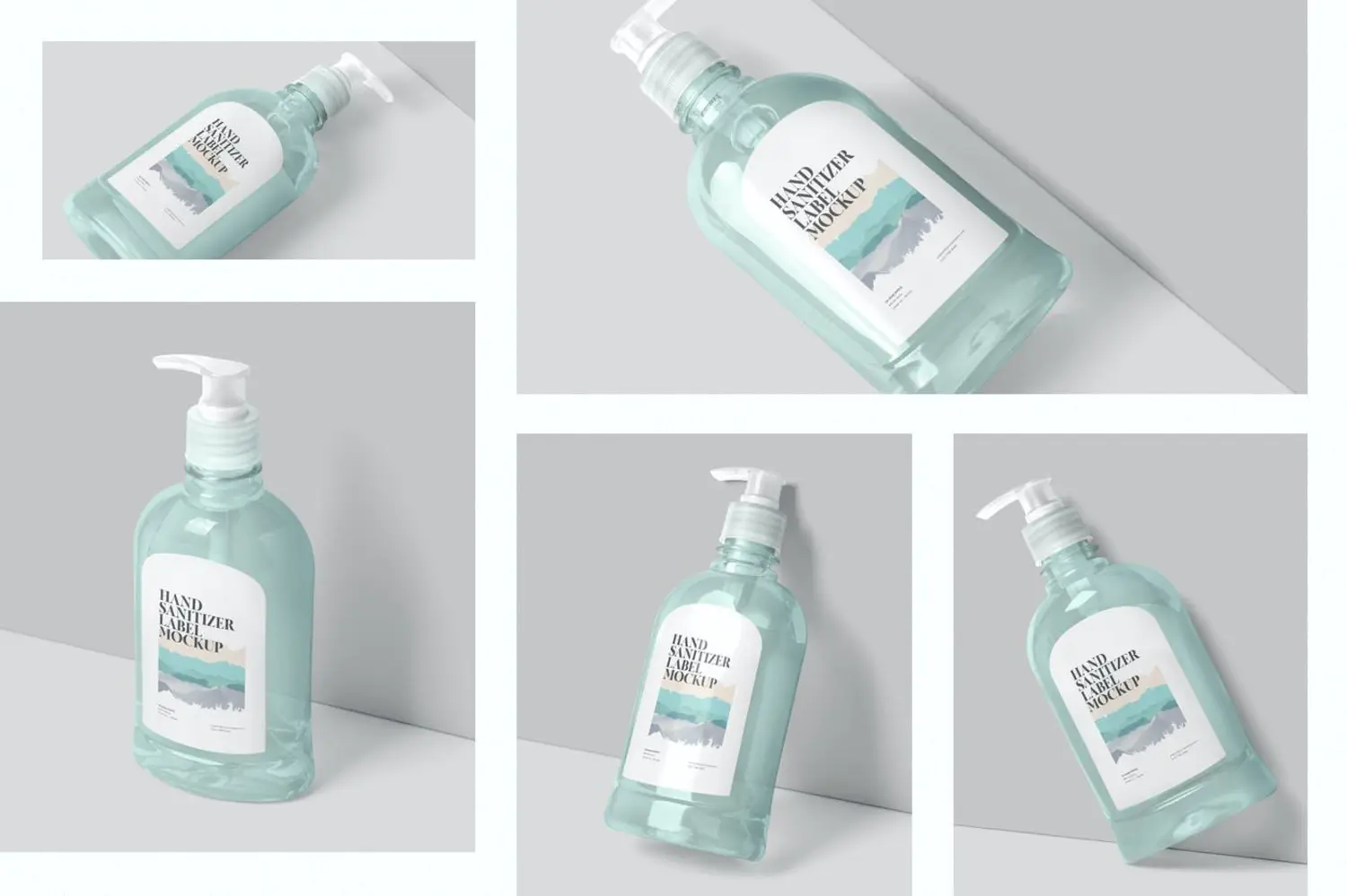 99 按压瓶泵瓶洗手液洗洁精包装设计样机psd模板 Pet Liquid Dispenser Bottle Mockups