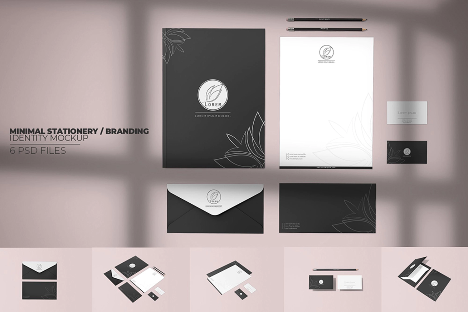 10 高质量信封信纸文件夹文具品牌VI样机 (psd)Stationery And Branding Mockup – 6897134