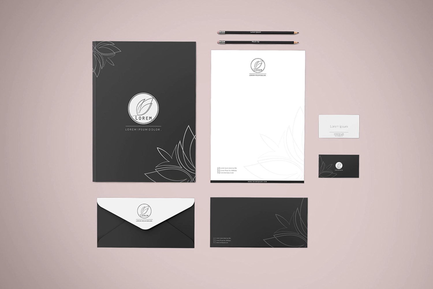 10 高质量信封信纸文件夹文具品牌VI样机 (psd)Stationery And Branding Mockup – 6897134