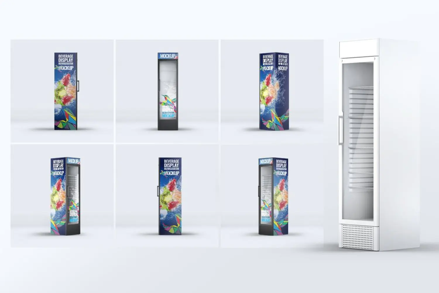 21 便利店冰箱展示柜冷藏柜饮品冰柜VI样机展示模型mockups