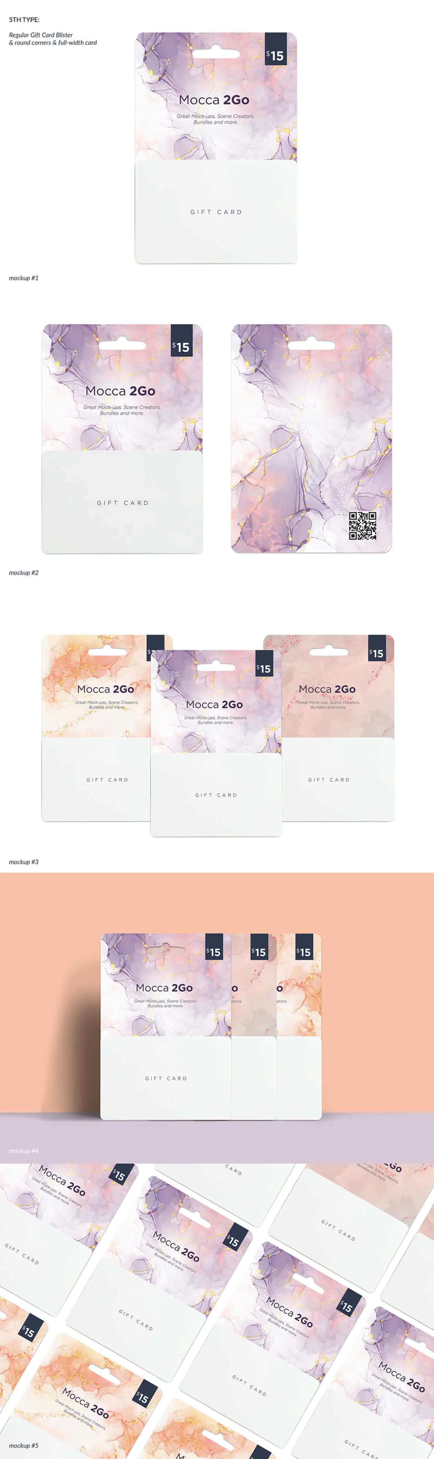 27 挂耳礼品卡品牌设计样机合集 (psd)Gift Cards 5 Top Types 25xMockups 6258039