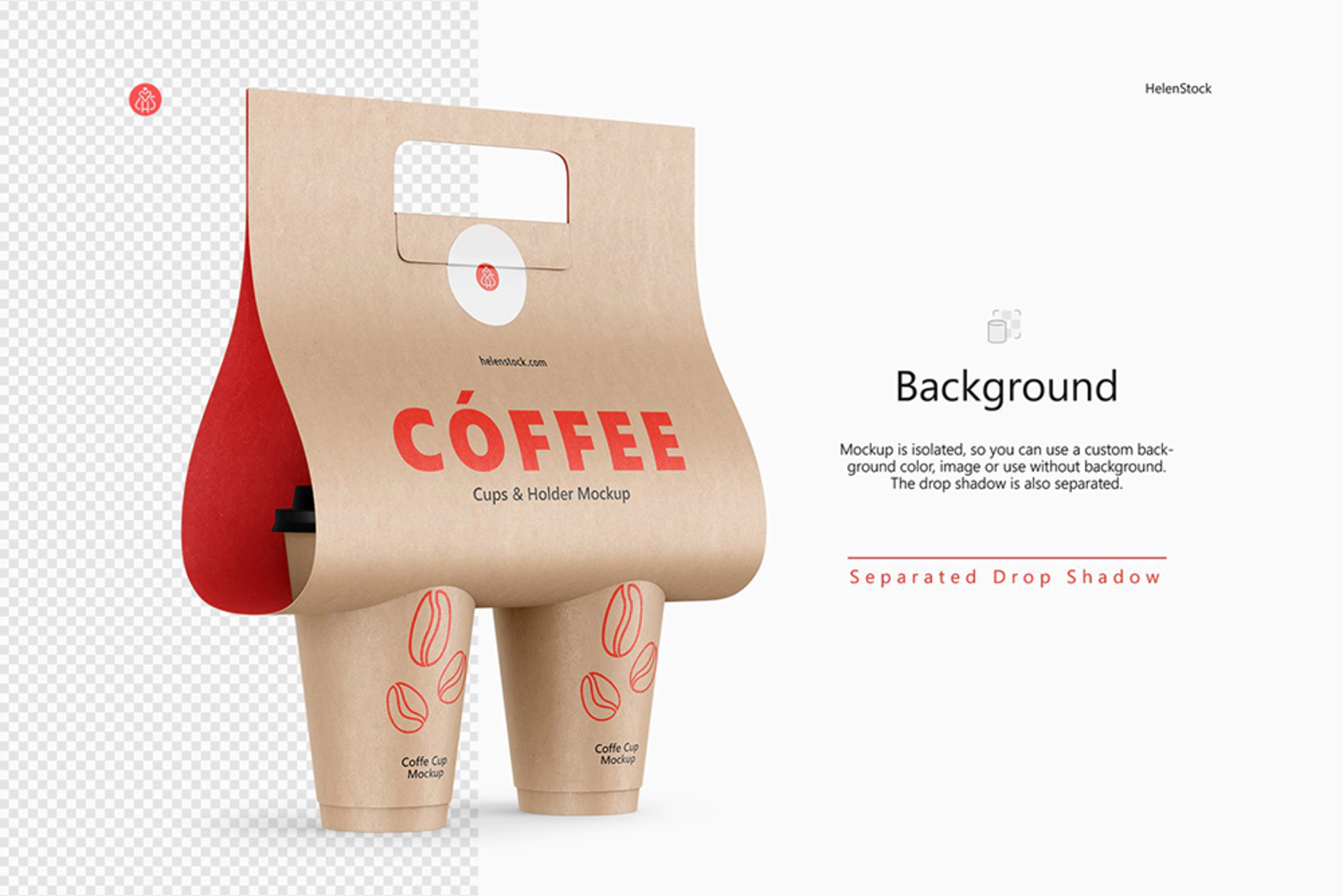 5 外卖咖啡杯品牌包装设计样机 (psd)Coffee Cups and Holder Mockup 5686557