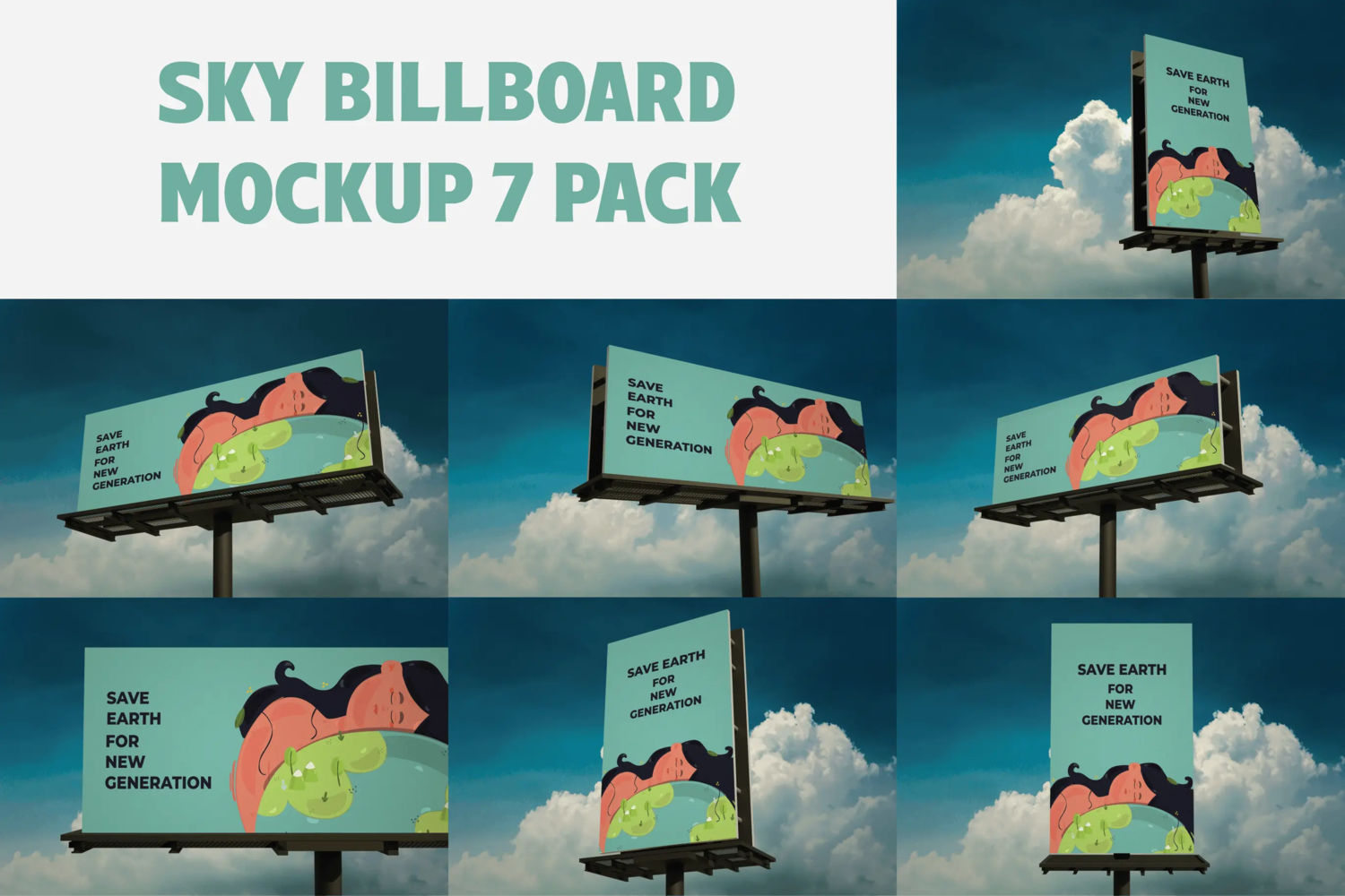 69 高速公路户外广告牌大牌广告位广告展示设计样机 Billboard Mockup Pack – AS