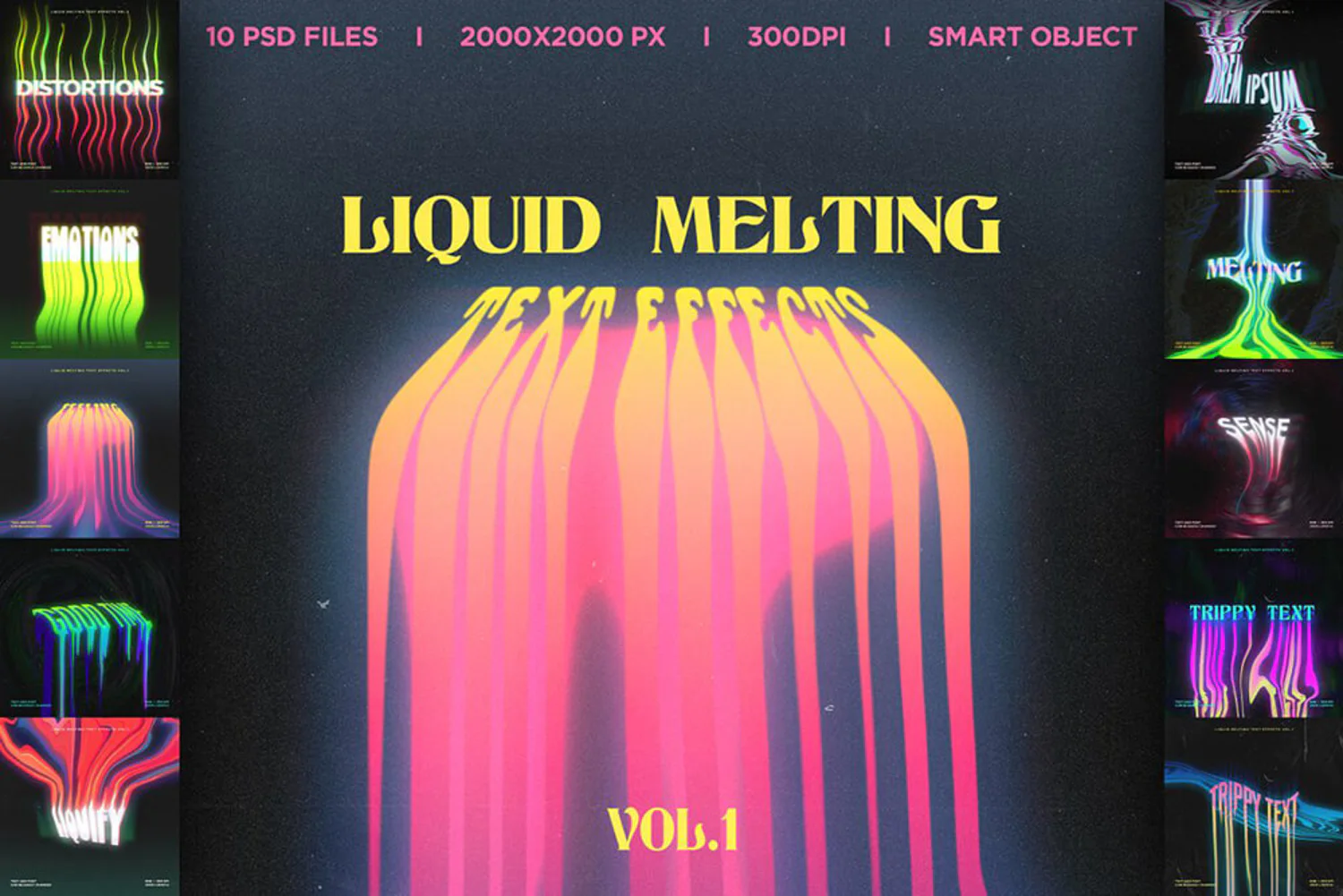 46 抽象液体融化文字效果一键生成衣服图案特效PS样式 (psd)Liquid Melting Text Effects Vol.1 6478021.rar