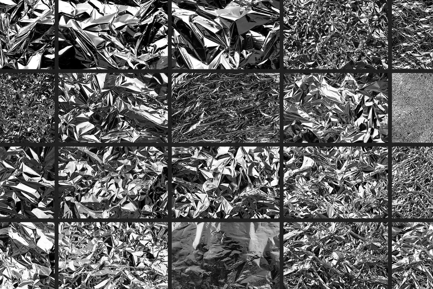 1 褶皱银色金属感锡箔纸纹理高清背景素材 (jpg)Crumpled Foil Texture Background V2- 6157706